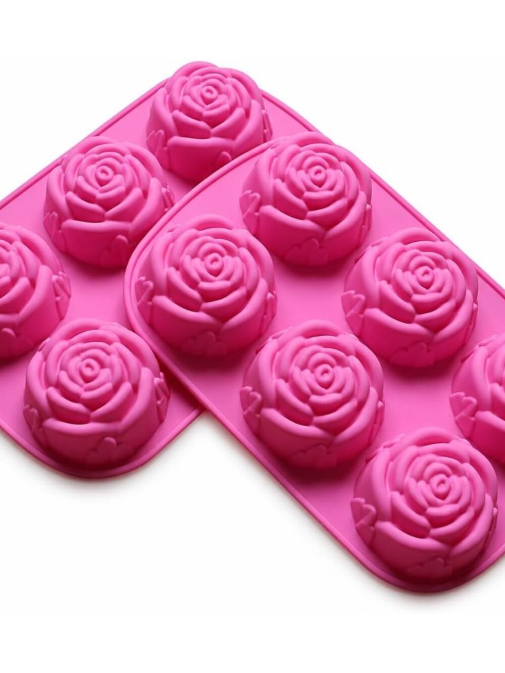 2 Pack Rose Silicone Molds, 6-Cavity Flower Soap Molds for Chocolate, Candy, Cak